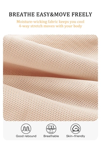 Breathable high-waist shaper fabric with 4-way stretch and moisture-wicking texture