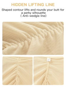 Macro view of breathable mesh fabric and hidden lifting line on beige body shaper