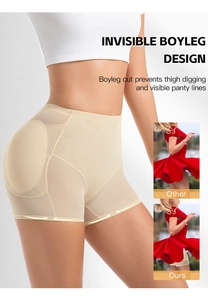 Detailed view of breathable mesh fabric and padded hip-lifting design on shapewear