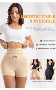 Macro detail of high-waist tummy control panties with adjustable three-row hook closures