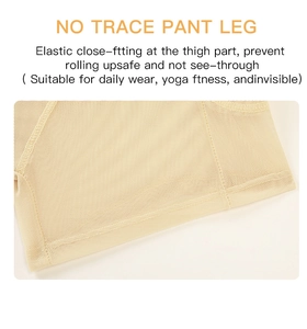 Close-up of seamless breathable mesh leg opening for tummy control body shaper shorts