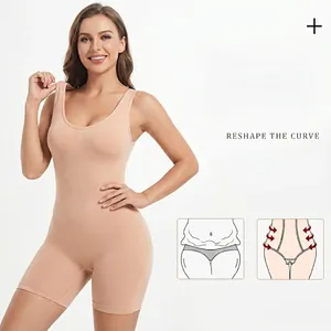 Seamless tummy control shapewear bodysuit with U-neck and compression for curve shaping