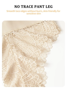Detailed view of seamless scalloped lace trim on skin-friendly high waist shapewear