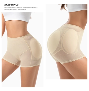 Detail of high waist tummy control shorts with breathable mesh and hip enhancing pads