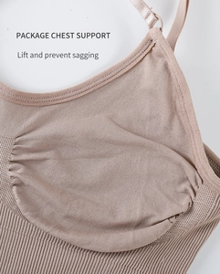 Detail showing high-elastic seamless fabric with chest support and adjustable straps
