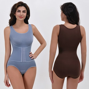 Nahtloser Formgebender Body Für Damen Bauchkontrolle Po-Lifting Jumpsuit Mit Verstellbaren Haken Breiter Schultergurt Weste