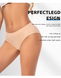 Detail of skin-colored seamless panties showing invisible fit and anti-roll leg openings