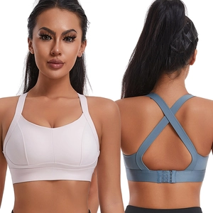 Soutien-gorge de Sport Femme Haute Élasticité Sensation Nue Antichoc Dos Croisé Yoga Course Fitness Brassière Top