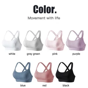 Soutiens-gorge de sport extensibles à dos croisé en sept couleurs pour yoga et fitness