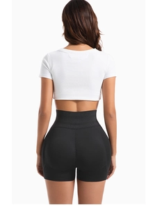 Rear view of high-waist slimming shorts with butt-lifting and tummy control design