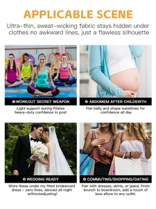 Detailed application scenes for seamless postpartum shaping panties in various daily settings