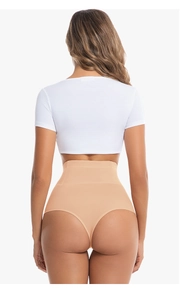 Vista posteriore del perizoma contenitivo color nudo a vita alta effetto modellante