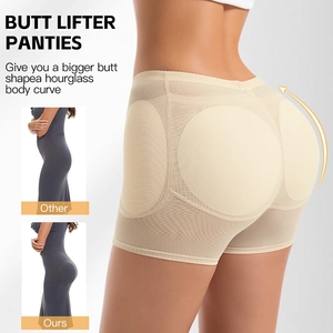 Beige mesh butt lifter panties for women providing an hourglass body curve
