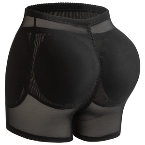 Mesh padded tummy control shorts with hip enhancers and butt lifting pads in black