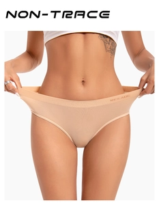 Detail shot showing the high elasticity and seamless waist design of the nude underwear