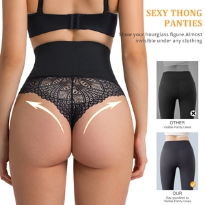 High waist lace thong shapewear for women with tummy control and butt lifting effect
