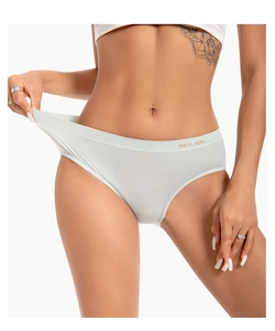 Detail shot showing high-elastic seamless fabric with branding on women underwear
