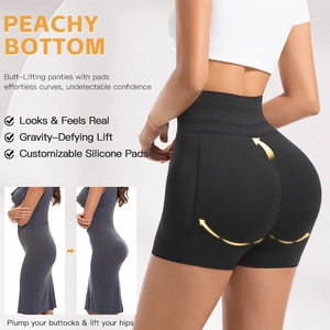 High waist tummy control shapewear with removable silicone hip pads for butt lifting