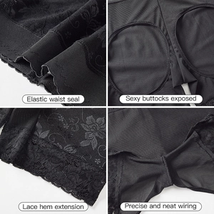 Guaina contenitiva nera in pizzo a vita alta con design modellante e push-up per glutei