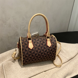 Women Geometric Triangle Print Boston Handbag Casual Streetwear Top Handle Crossbody Bag Contrast Red Edge Shoulder Purse