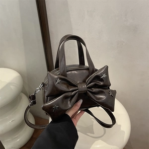 Borsa a Mano con Fiocco Mini da Donna in Ecopelle con Rivetti a Stella Borsa a Tracolla Moda Coreana Borsa a Spalla