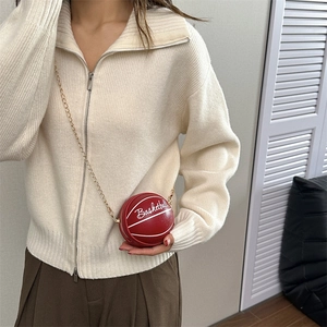Mini bolso bandolera de baloncesto rojo con cadena dorada para mujer actual