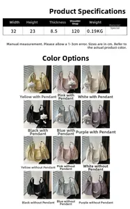 Detailed size chart and multi-color options for minimalist large capacity crossbody bag