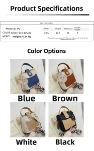 Detailed size specifications of the contrast color tote bag with wide geometric strap