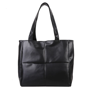 Quilted black puffer tote bag with large capacity for women's daily commute stylish look