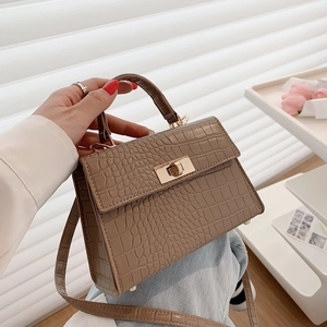 Vintage Alligator Pattern PU Leather Shoulder Bag For Women Fashion Top Handle Crossbody Bag Simple Elegant Square Handbag