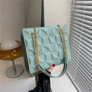 Sac à Épaule en Cuir PU Mode pour Femmes Embossé Géométrique Chaîne Sac Bandoulière Décontracté Tendance Street Sac à Main