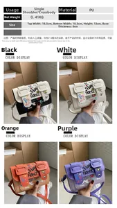 Tableau des tailles et dimensions détaillées pour le mini sac bandoulière en PU graffiti