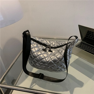 Sac en Bandoulière Matelassé Style Harajuku Japonais pour Femmes en Cuir PU Petit Sac Dumpling Motif en Losange