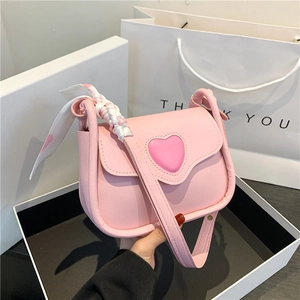 Mode Damen Herz Dekoration Umhängetasche PU Leder Mini Schultertasche Mit Schal Lässige Achseltasche Für Den Täglichen Termin