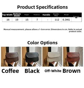 Tableau des tailles et options de couleurs pour le sac besace en cuir PU pour femme