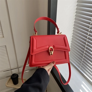 Fashion PU Leather Shoulder Bag For Women Large Capacity Casual Handbag Solid Color Minimalist Stitched Square Crossbody Bag