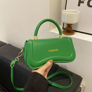 Retro PU Leather Shoulder Bag Fashion Small Square Handbag With Curved Bottom Letter Print Crossbody Bag For Women Daily