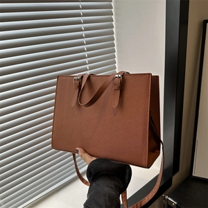 Women's Fashion PU Leather Tote Bag Saffiano Texture Handbag Large Capacity Commuter Shoulder Bag With Adjustable Strap
