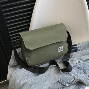 Unisex Canvas Messenger Bag Large Capacity Solid Color Crossbody Shoulder Bag Casual Streetwear Travel Student Satchel