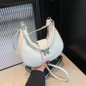 Borsa Hobo in Pelle PU da Donna Fibbia a Farfalla Borsa a Spalla a Mezzaluna Moda Cuciture Borsa Sottobraccio a Tracolla
