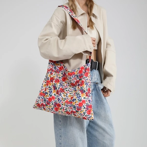 Bolso tote de lona floral de moda con patrones coloridos para mujer en estilo casual primavera