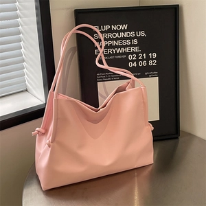 Women Large Capacity PU Leather Shoulder Bag Fashion Knot Detail Solid Color Commute Lazy Style Tote Bag Casual Handbag