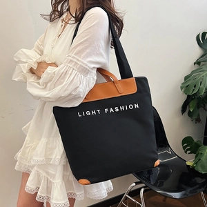 Bolso tote de lona retro en negro y marrón con estampado Light Fashion para el diario