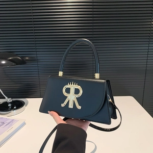 Fashion Women PU Leather Square Shoulder Bag Crown Metal Logo Small Messenger Handbag Crossbody Bag For Daily Work