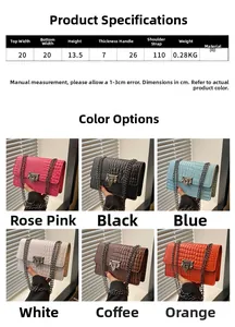 Detailed dimension guide for crocodile pattern crossbody bag with size and color options