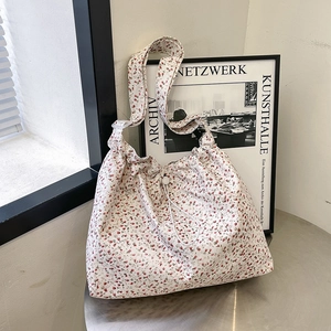 Sac Fourre-tout en Toile Florale de Mode pour Femme Grande Capacité Décontracté avec Cordon Sac à Épaule Imprimé pour Navettage Quotidien