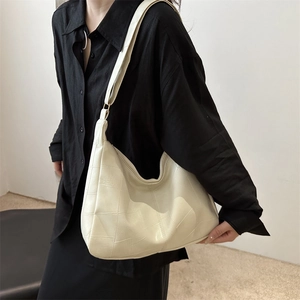 Chic beige patchwork hobo bag with large capacity for women's daily commute
