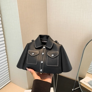 Creative Jacket Shape Shoulder Bag For Women PU Leather Contrast Stitching Novelty Crossbody Bag With Chain Strap Fashion Handbag