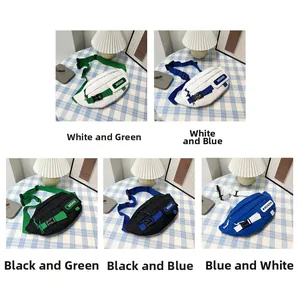 Five color options of waterproof canvas crossbody chest bags with adjustable black buckles