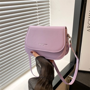 Women PU Leather Minimalist Shoulder Bag Fashion Trend Letter Print Small Square Crossbody Saddle Bag Adjustable Strap